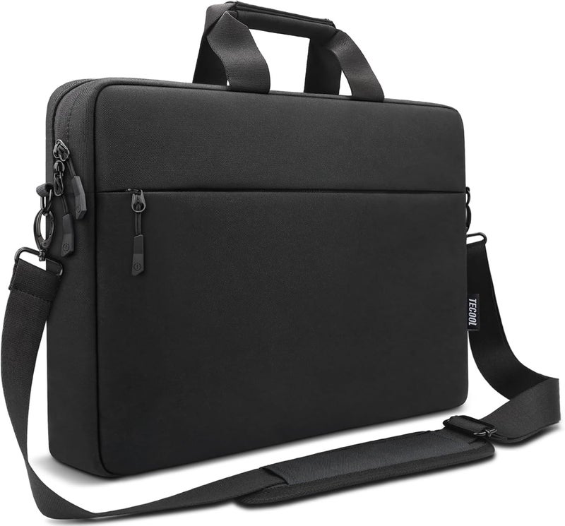 TECOOL 14 Inch Laptop Bag, Waterproof Laptop Case Sleeve Messenger Bag Briefcase with Shoulder Strap for 14 Inch Lenovo HP Dell Acer ASUS Notebook, MacBook Air/Pro 15 Inch, Black - Image 1